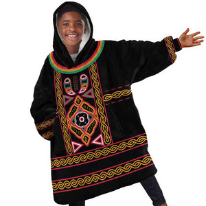 Cameroon Bamenda Kid Wearable Blanket Hoodie Toghu Traditional Pattern