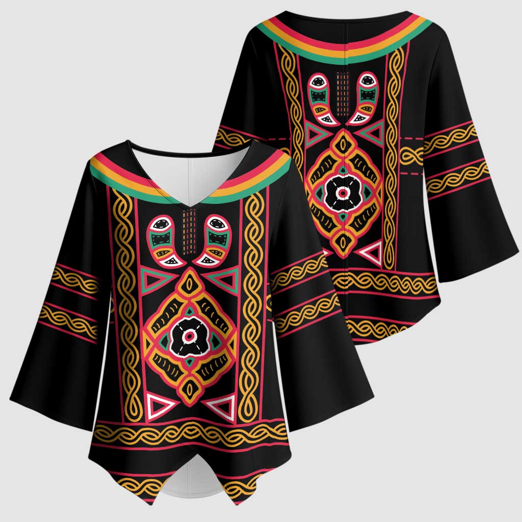 Cameroon Bamenda Kimono Sleeve Blouse Toghu Traditional Pattern