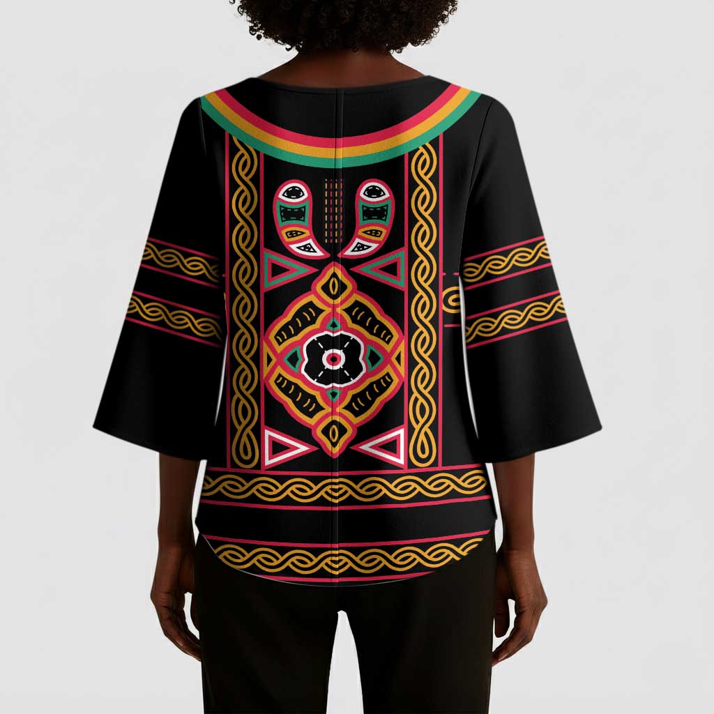 Cameroon Bamenda Kimono Sleeve Blouse Toghu Traditional Pattern