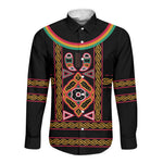 Cameroon Bamenda Long Sleeve Button Shirt Toghu Traditional Pattern
