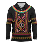 Cameroon Bamenda Long Sleeve Polo Shirt Toghu Traditional Pattern