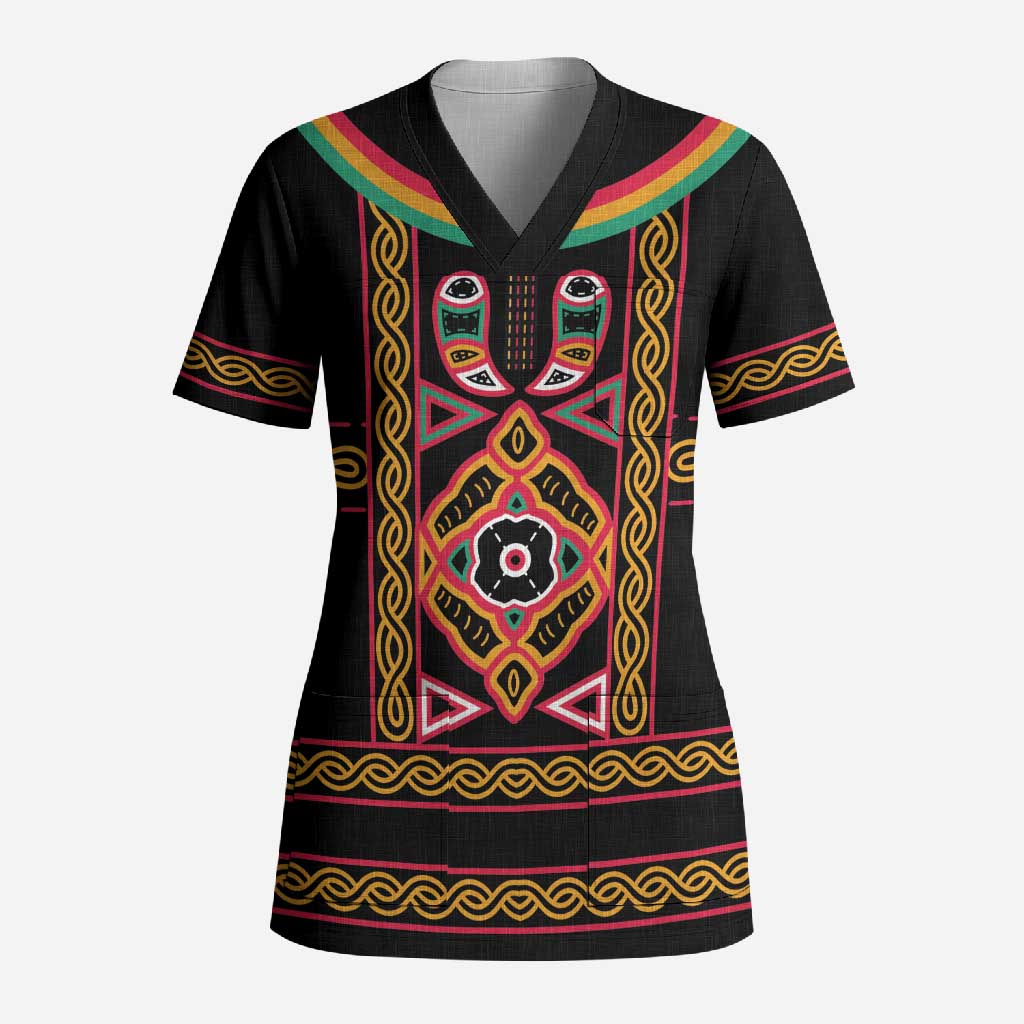 Cameroon Bamenda Scrub Top Toghu Traditional Pattern