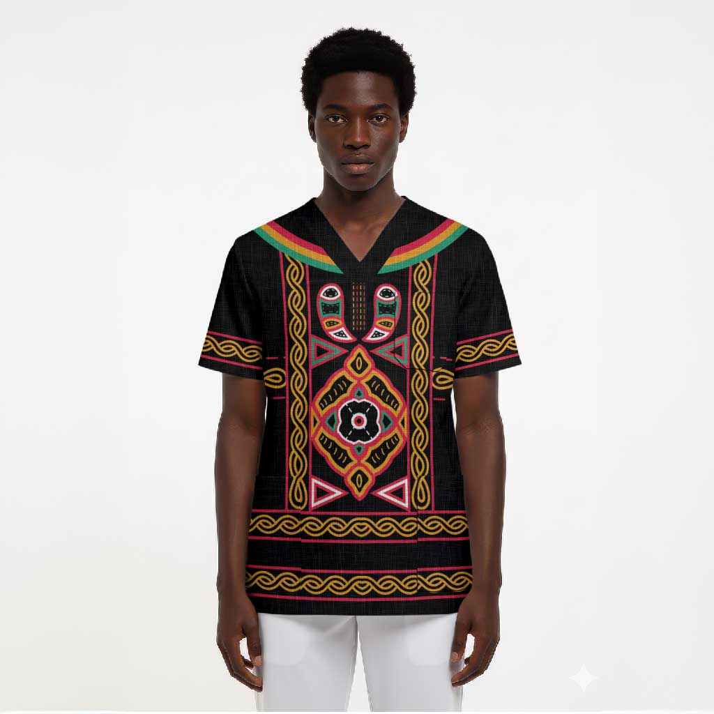 Cameroon Bamenda Scrub Top Toghu Traditional Pattern