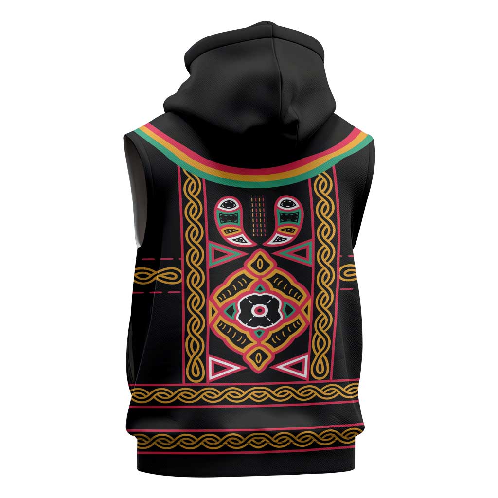 Cameroon Bamenda Sleeveless Hoodie Toghu Traditional Pattern