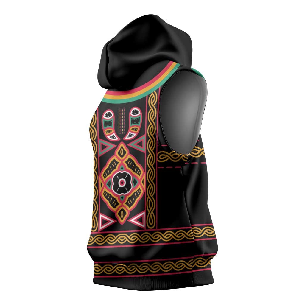 Cameroon Bamenda Sleeveless Hoodie Toghu Traditional Pattern