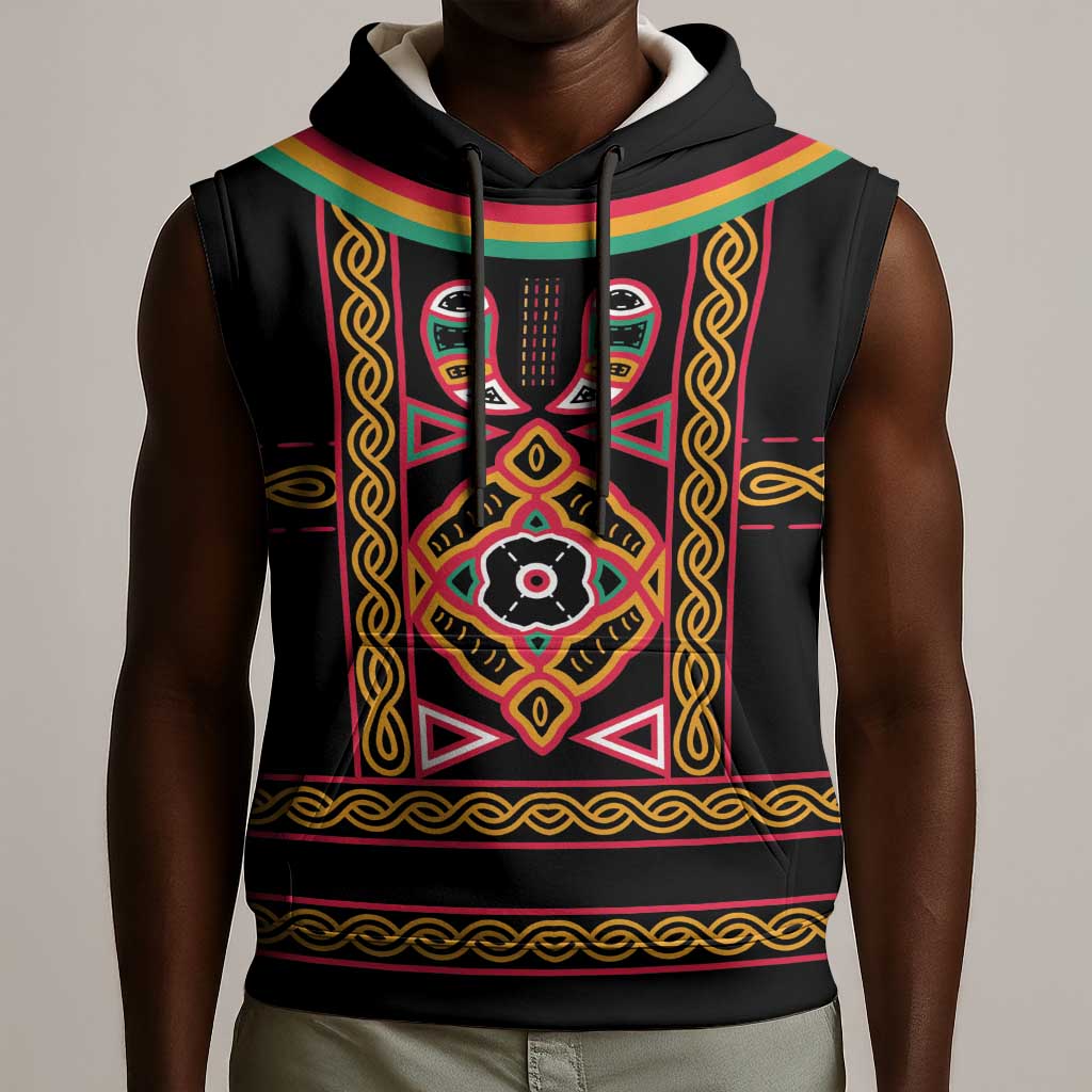 Cameroon Bamenda Sleeveless Hoodie Toghu Traditional Pattern