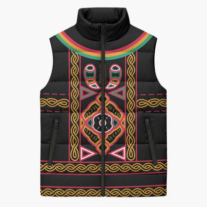 Cameroon Bamenda Sleeveless Puffer Jacket Toghu Traditional Pattern