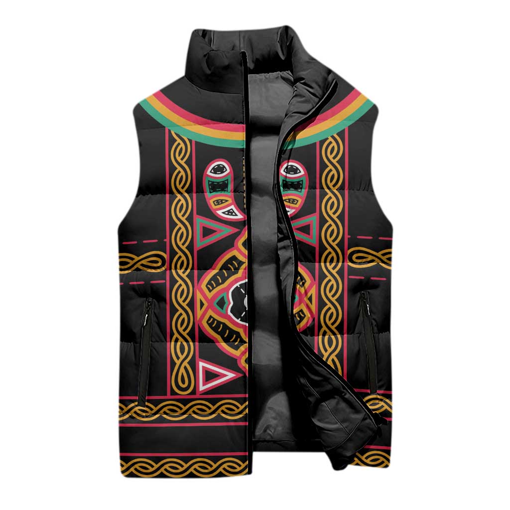 Cameroon Bamenda Sleeveless Puffer Jacket Toghu Traditional Pattern