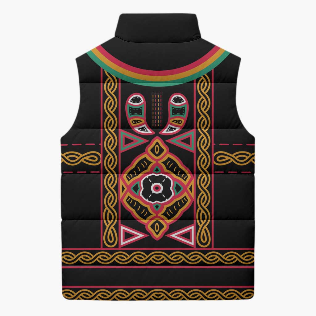 Cameroon Bamenda Sleeveless Puffer Jacket Toghu Traditional Pattern