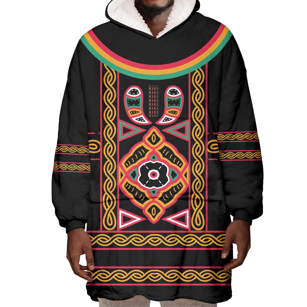 Cameroon Bamenda Wearable Blanket Hoodie Toghu Traditional Pattern