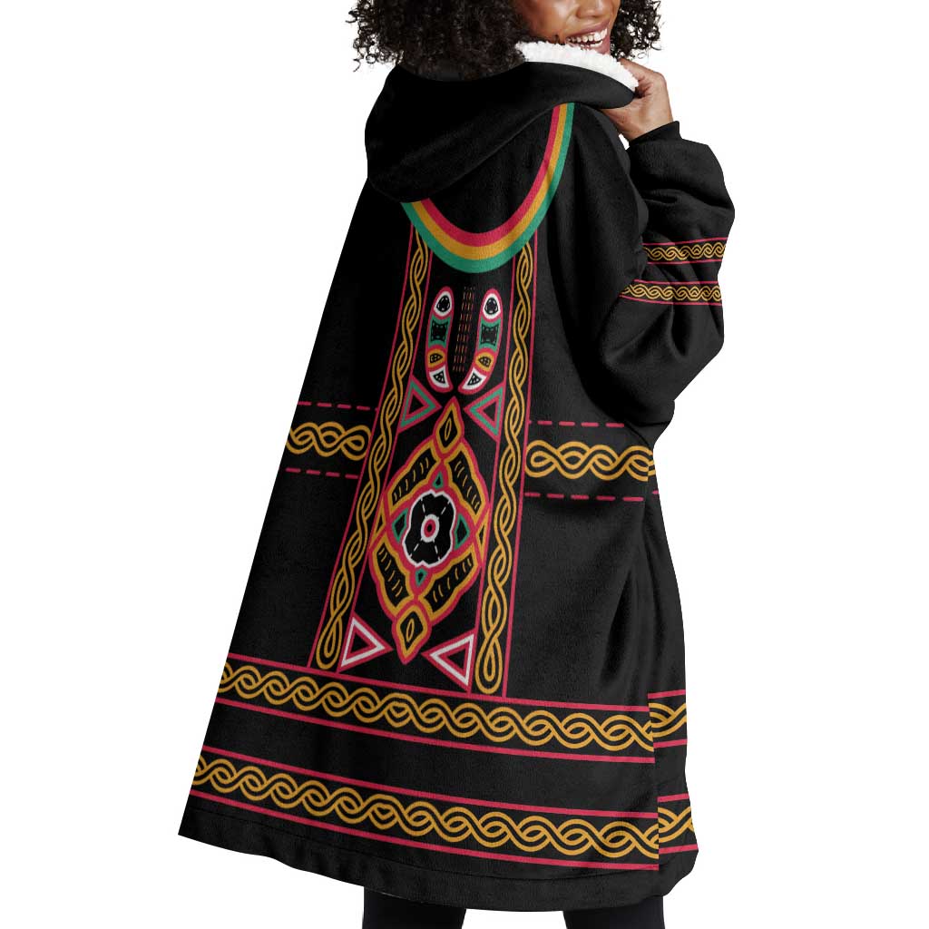 Cameroon Bamenda Wearable Blanket Hoodie Toghu Traditional Pattern