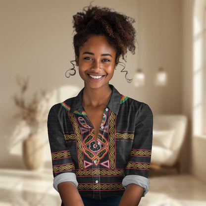 Cameroon Bamenda Women Casual Shirt Toghu Traditional Pattern