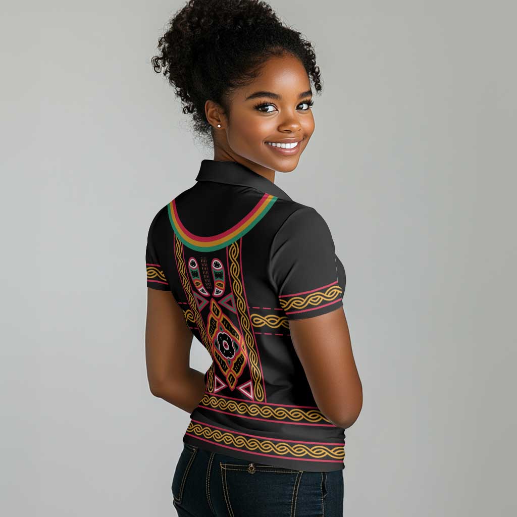 Cameroon Bamenda Women Polo Shirt Toghu Traditional Pattern