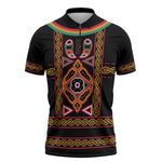 Cameroon Bamenda Zipper Polo Shirt Toghu Traditional Pattern