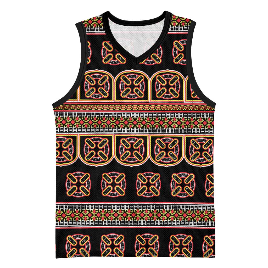 Bamenda Toghu Basketball Jersey Cameroon Traditional Pattern