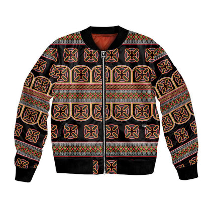 Bamenda Toghu Bomber Jacket Cameroon Traditional Pattern