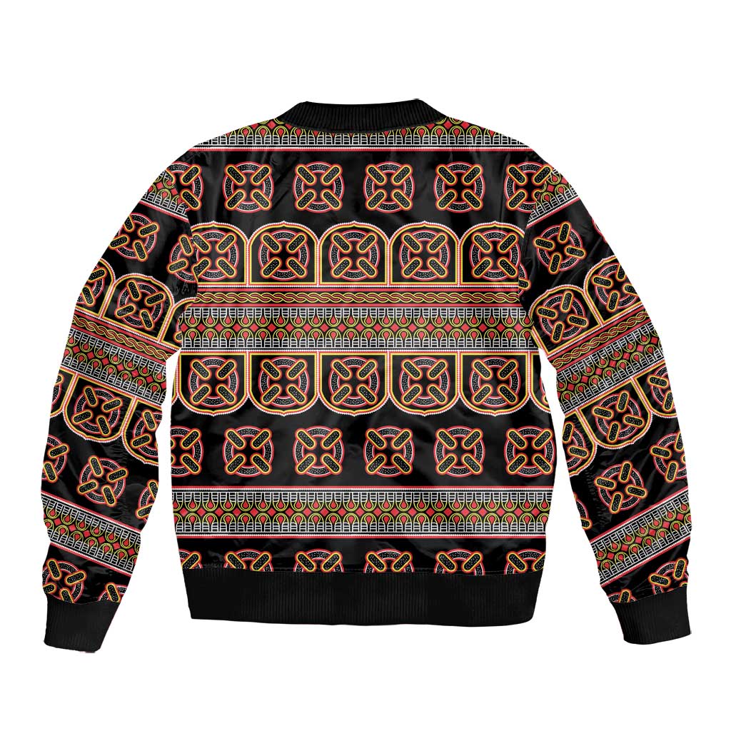 Bamenda Toghu Bomber Jacket Cameroon Traditional Pattern