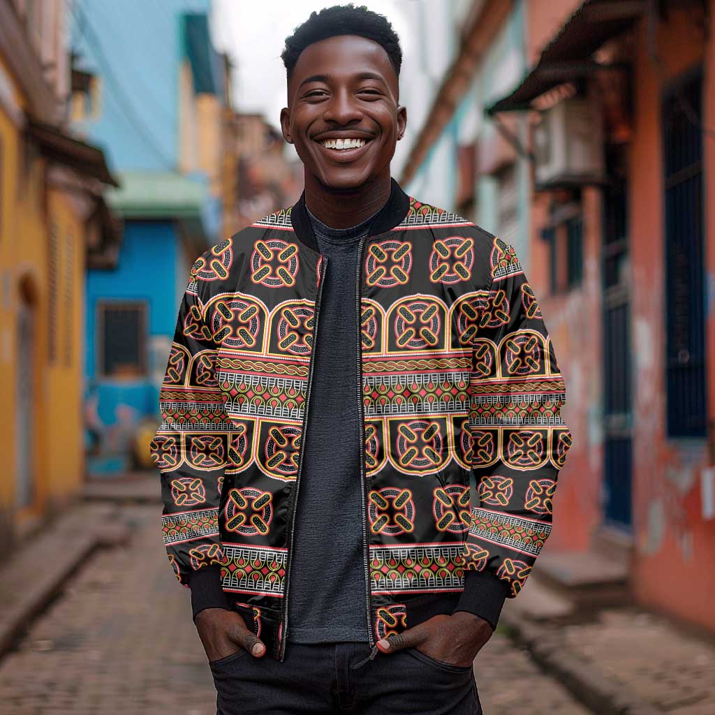 Bamenda Toghu Bomber Jacket Cameroon Traditional Pattern