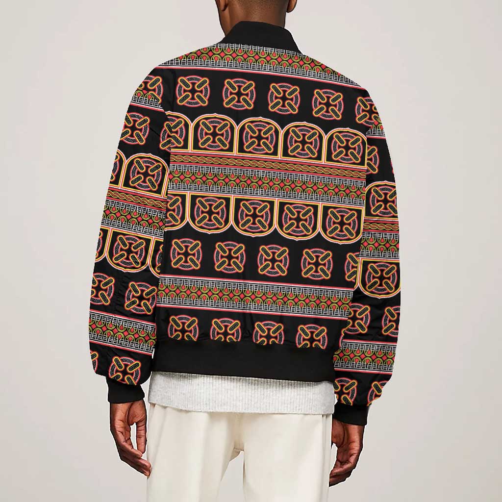 Bamenda Toghu Bomber Jacket Cameroon Traditional Pattern