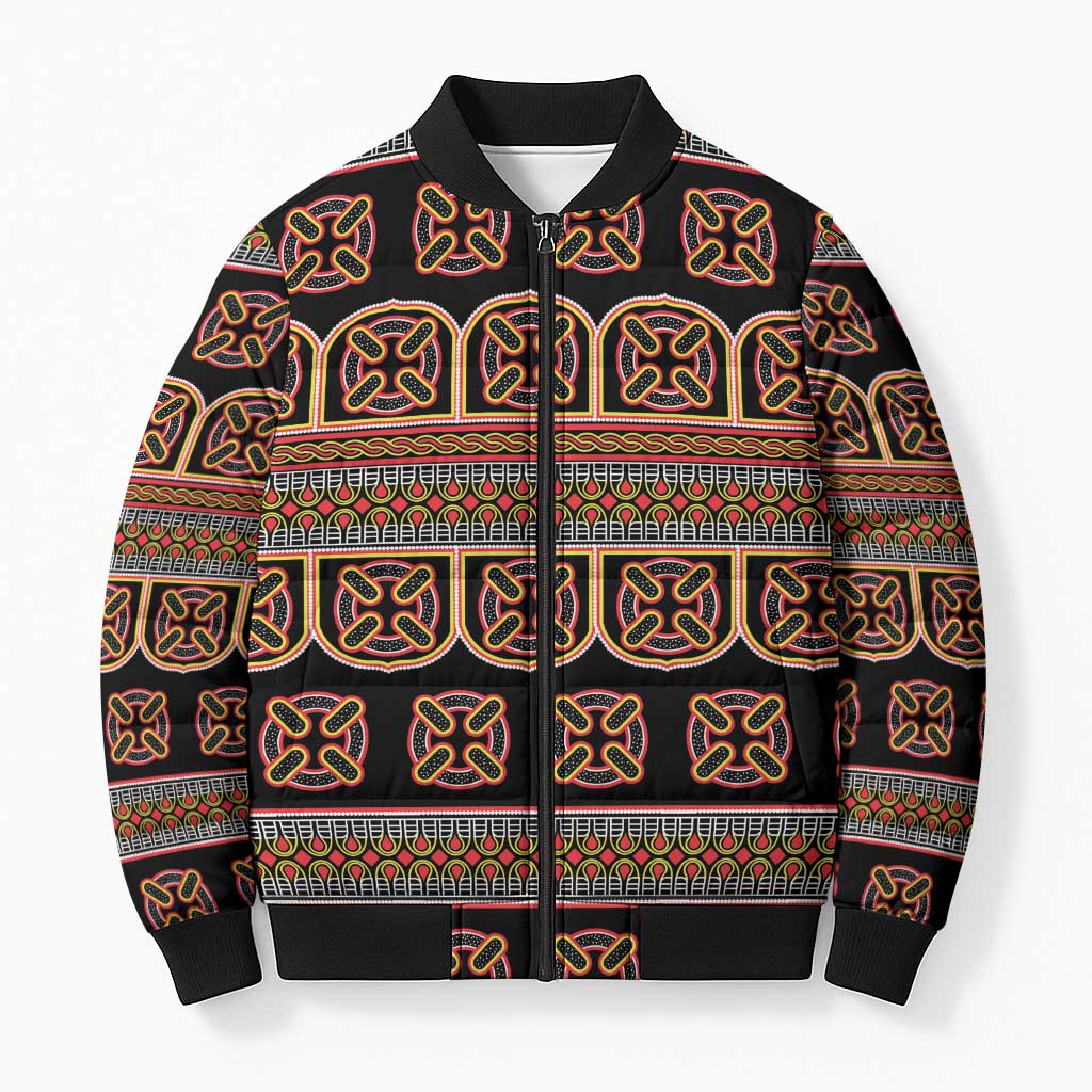 Bamenda Toghu Bomber Puffer Jacket Cameroon Traditional Pattern