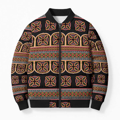 Bamenda Toghu Bomber Puffer Jacket Cameroon Traditional Pattern