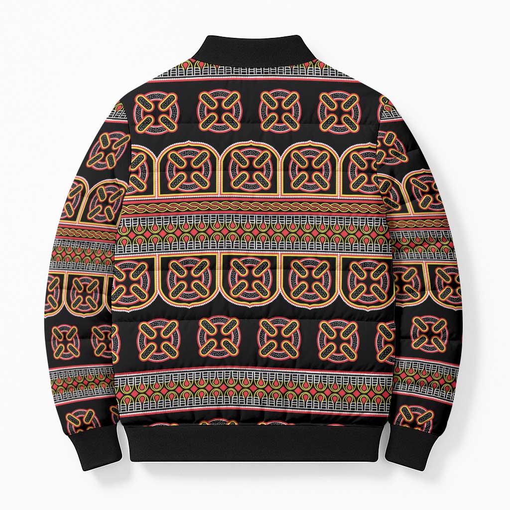 Bamenda Toghu Bomber Puffer Jacket Cameroon Traditional Pattern