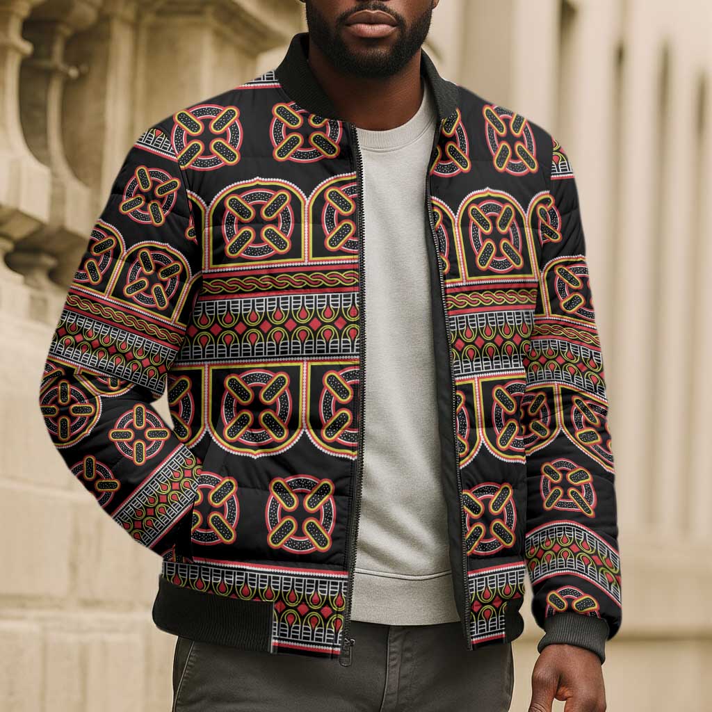 Bamenda Toghu Bomber Puffer Jacket Cameroon Traditional Pattern