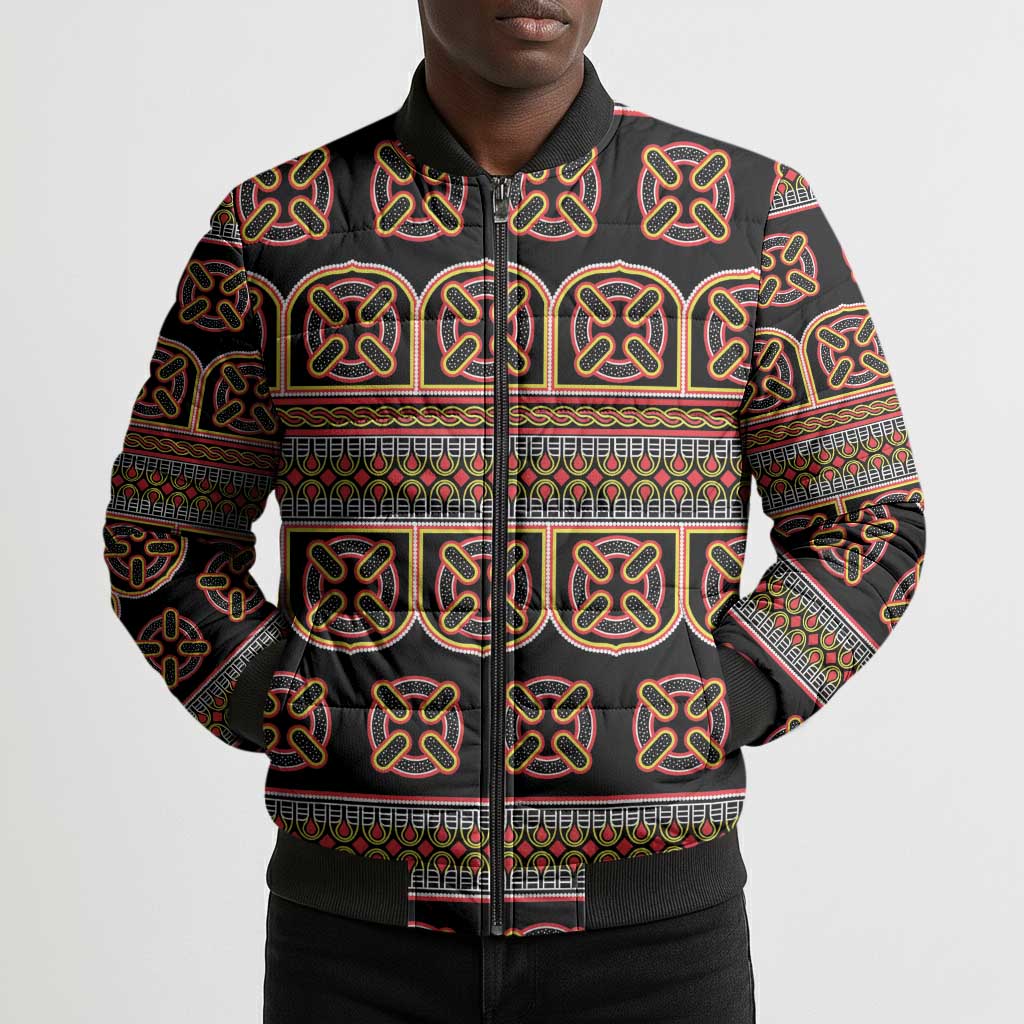 Bamenda Toghu Bomber Puffer Jacket Cameroon Traditional Pattern