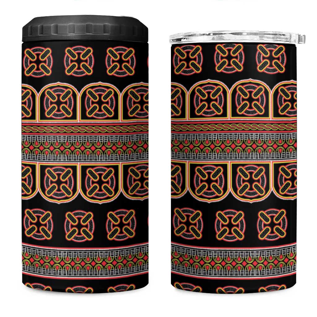 Bamenda Toghu 4 in 1 Can Cooler Tumbler Cameroon Traditional Pattern