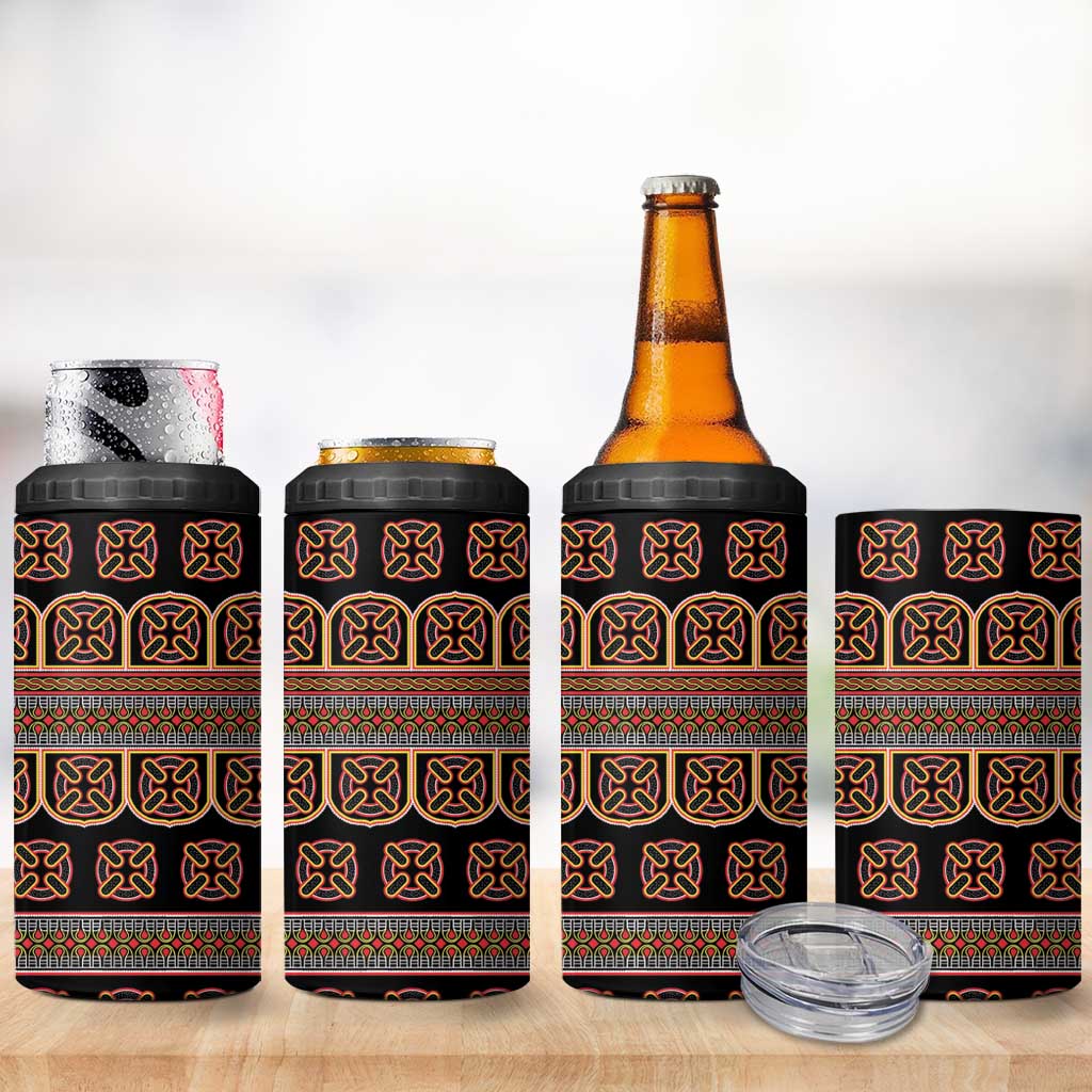 Bamenda Toghu 4 in 1 Can Cooler Tumbler Cameroon Traditional Pattern
