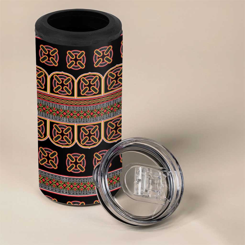 Bamenda Toghu 4 in 1 Can Cooler Tumbler Cameroon Traditional Pattern