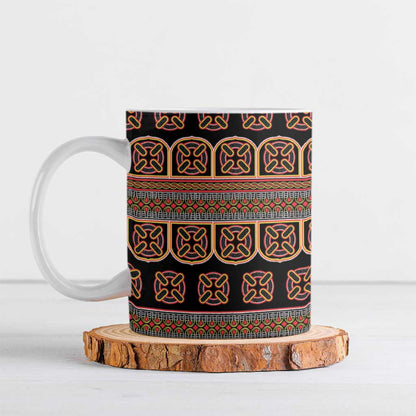 Bamenda Toghu Ceramic Mug Cameroon Traditional Pattern