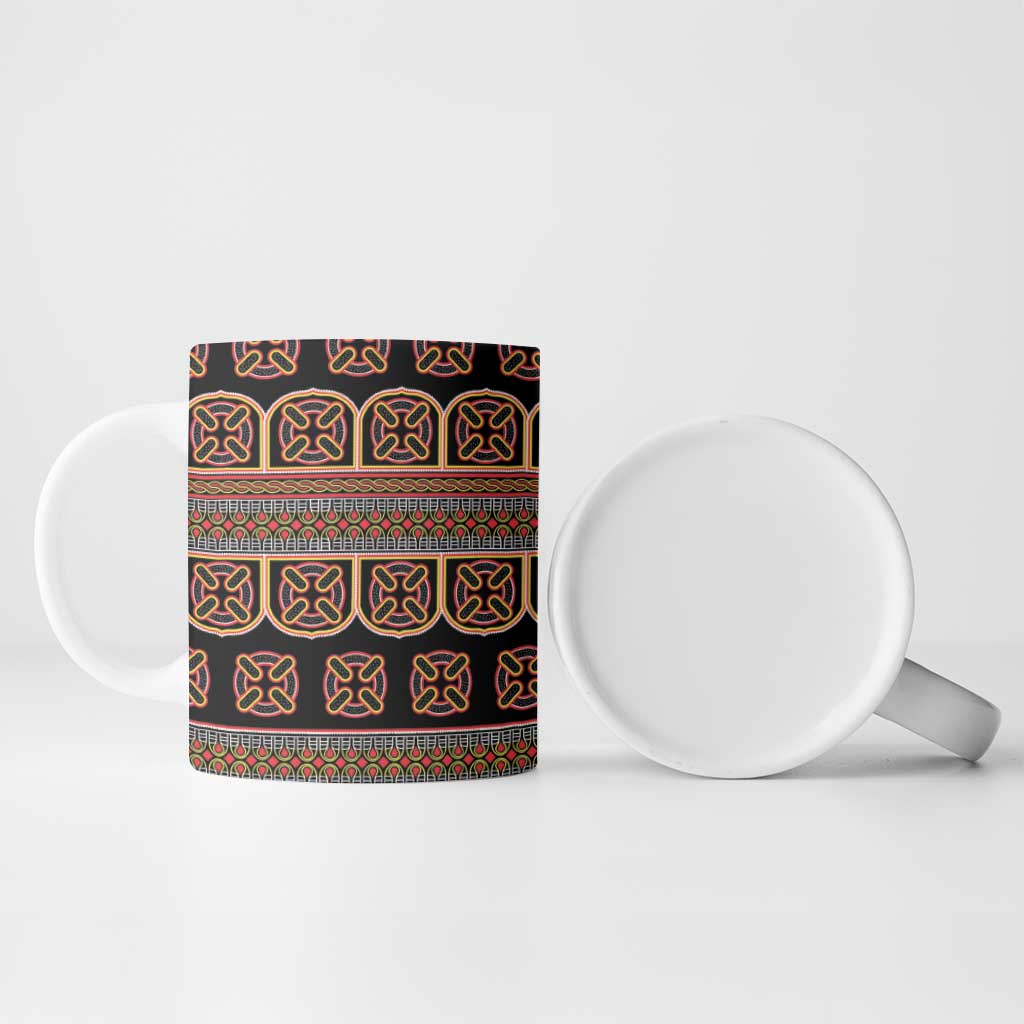 Bamenda Toghu Ceramic Mug Cameroon Traditional Pattern