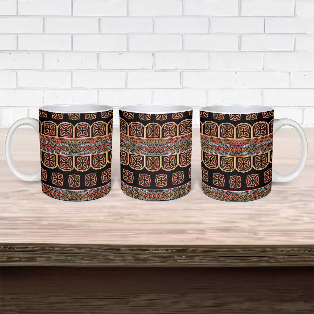 Bamenda Toghu Ceramic Mug Cameroon Traditional Pattern