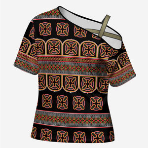 Bamenda Toghu Cross Shoulder Shirt Cameroon Traditional Pattern