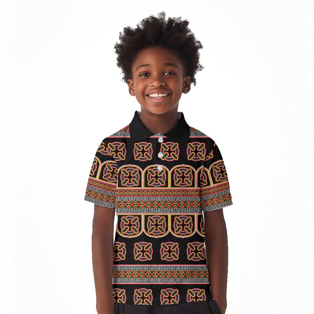Bamenda Toghu Kid Polo Shirt Cameroon Traditional Pattern