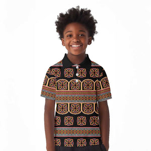 Bamenda Toghu Kid Polo Shirt Cameroon Traditional Pattern