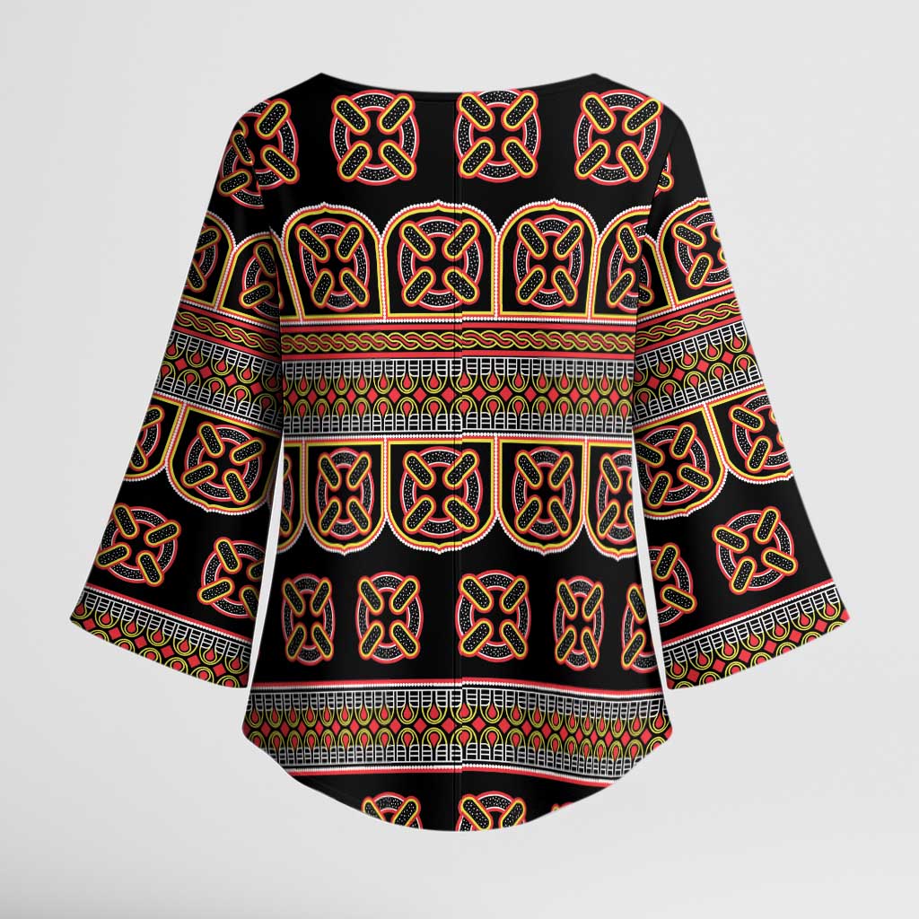 Bamenda Toghu Kimono Sleeve Blouse Cameroon Traditional Pattern