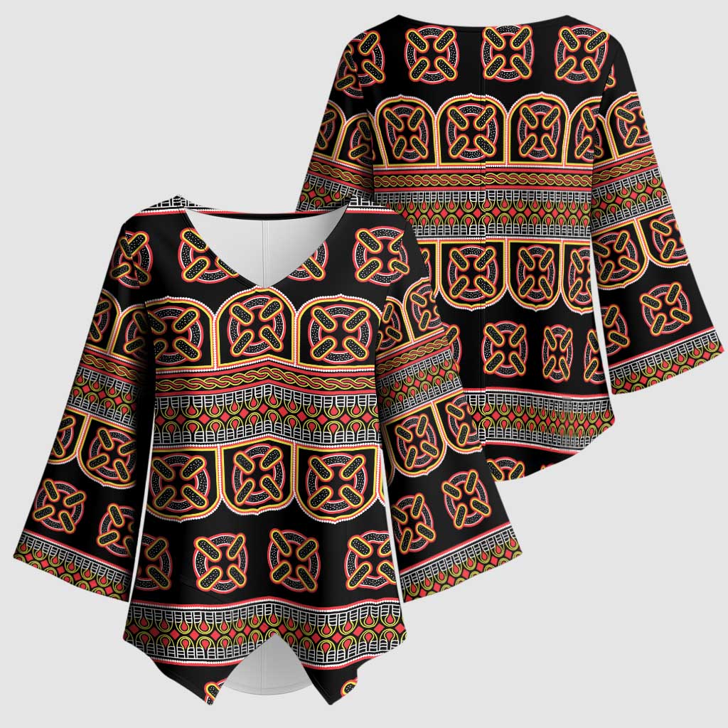 Bamenda Toghu Kimono Sleeve Blouse Cameroon Traditional Pattern