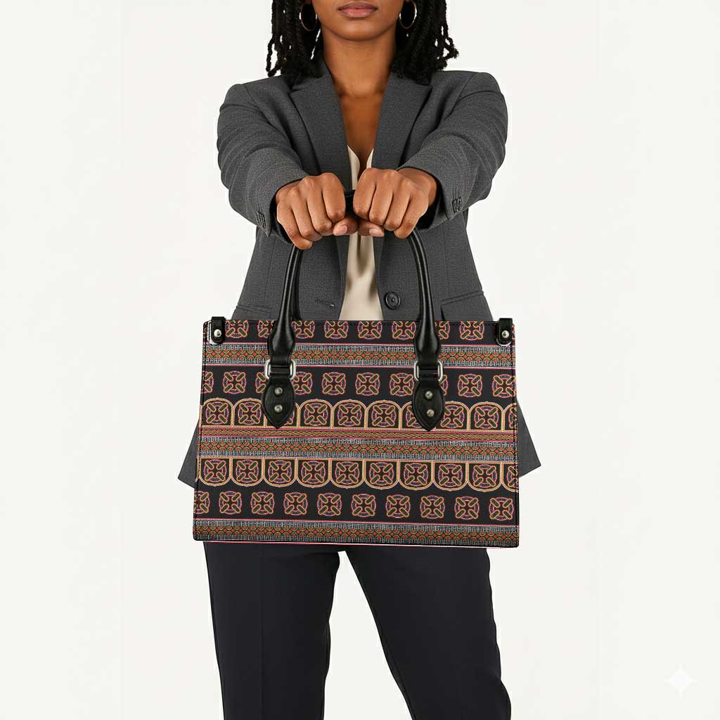 Bamenda Toghu Leather Bag Cameroon Traditional Pattern