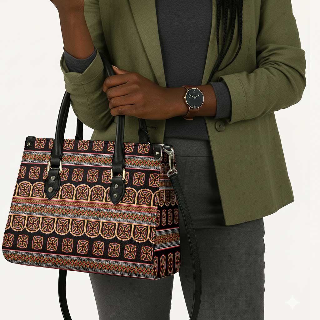 Bamenda Toghu Leather Bag Cameroon Traditional Pattern