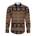 Bamenda Toghu Long Sleeve Button Shirt Cameroon Traditional Pattern