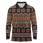 Bamenda Toghu Long Sleeve Polo Shirt Cameroon Traditional Pattern