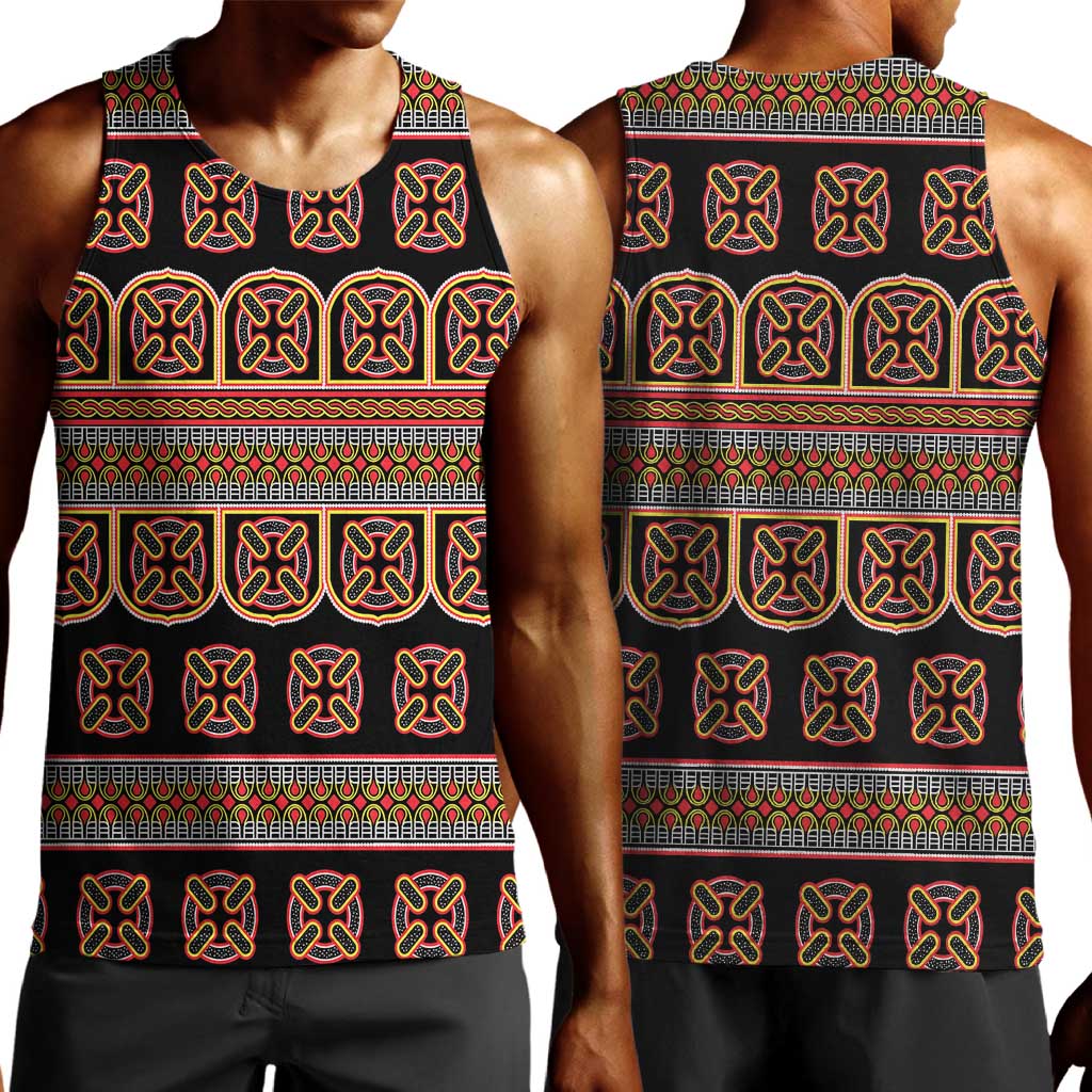 Bamenda Toghu Men Tank Top Cameroon Traditional Pattern