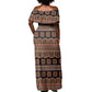Bamenda Toghu Off Shoulder Maxi Dress Cameroon Traditional Pattern