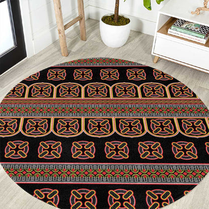 Bamenda Toghu Round Carpet Cameroon Traditional Pattern