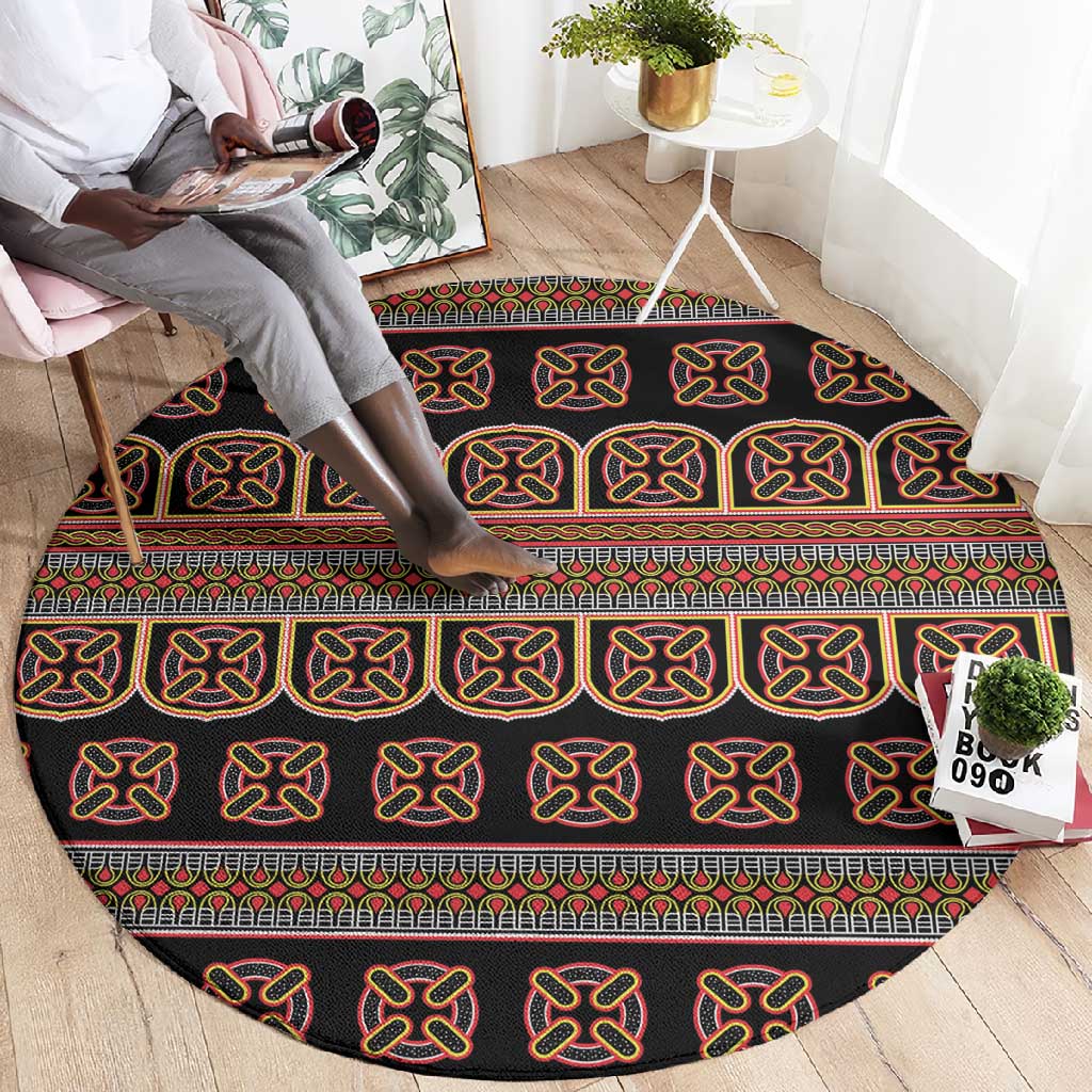 Bamenda Toghu Round Carpet Cameroon Traditional Pattern