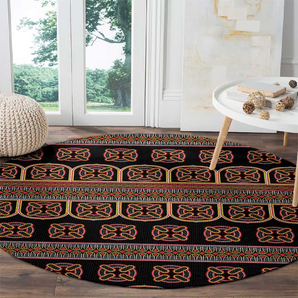 Bamenda Toghu Round Carpet Cameroon Traditional Pattern