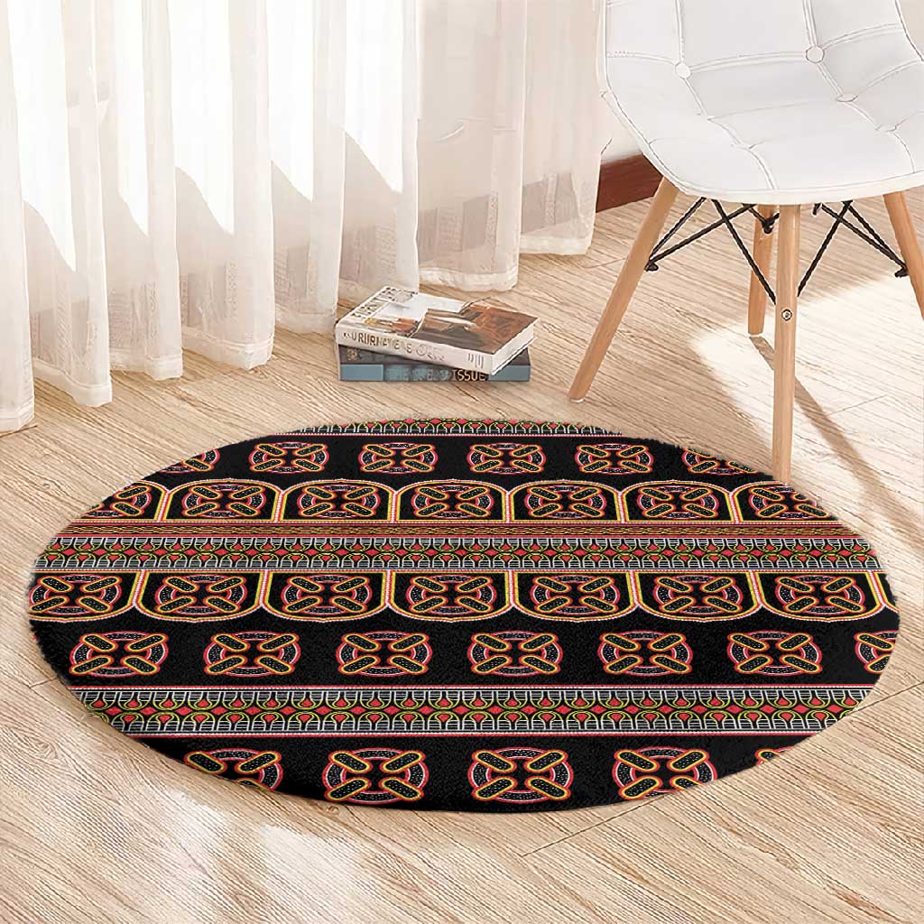 Bamenda Toghu Round Carpet Cameroon Traditional Pattern