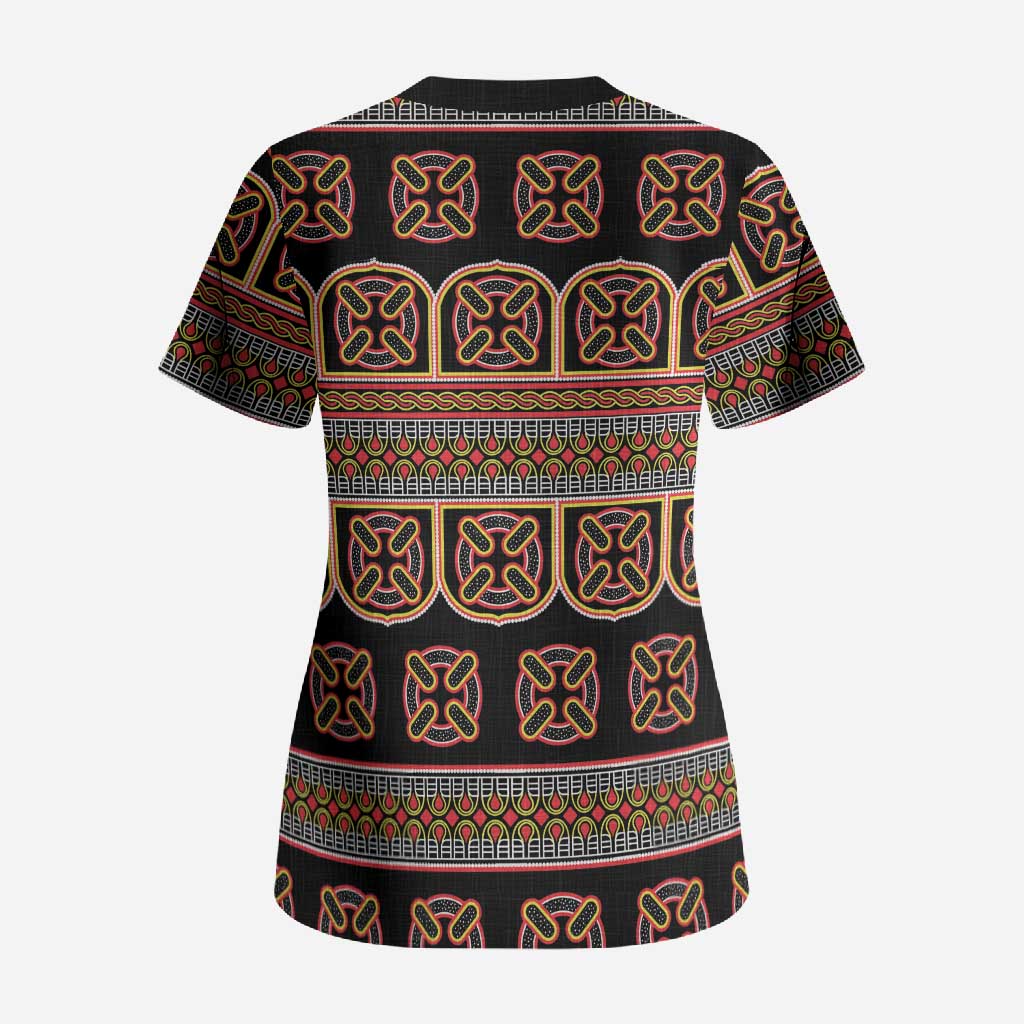 Bamenda Toghu Scrub Top Cameroon Traditional Pattern
